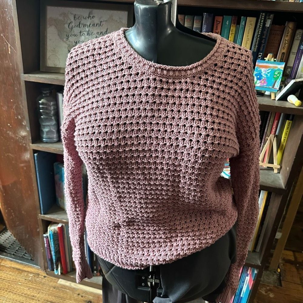 Madewell pink cotton loose weave XS beachy pullover sweater